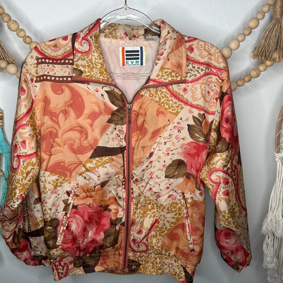 Vintage EVR Silk Floral Bomber Jacket - Picture 1 of 5
